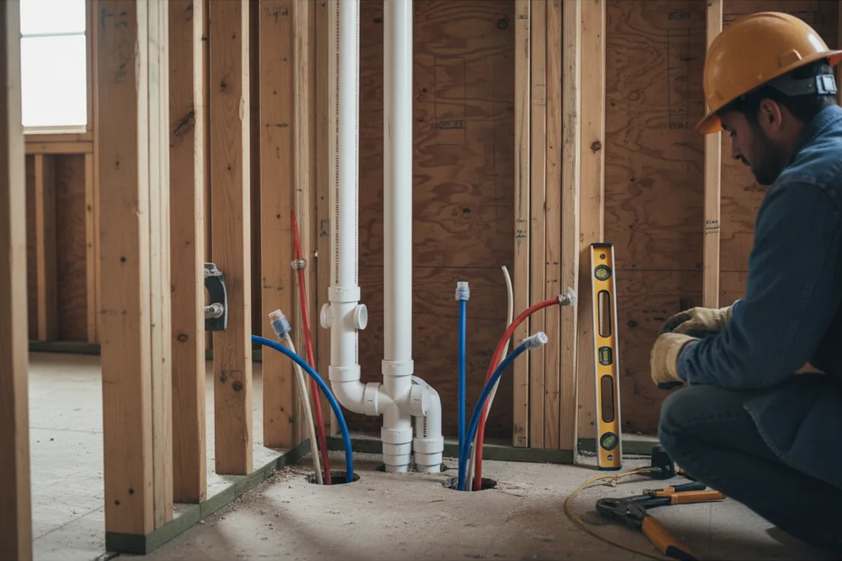 Drain and supply rough-in during Leak Detection in Proctor